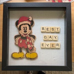 Disney Mickey Mouse scrabble Shadow Box - Red, Yellow, Black  9X9